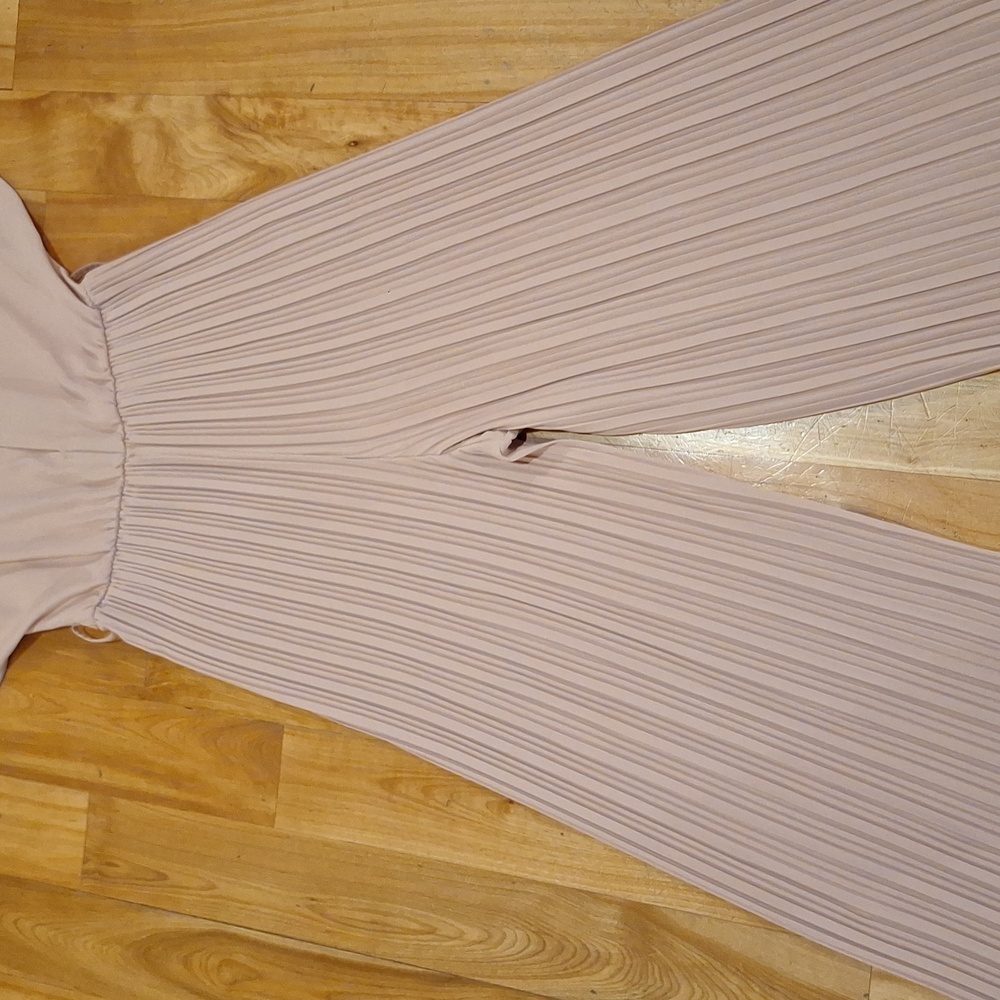Zara Dusty Pink Pleated Wide-Leg Jumpsuit with Belt - Picture 13 of 15